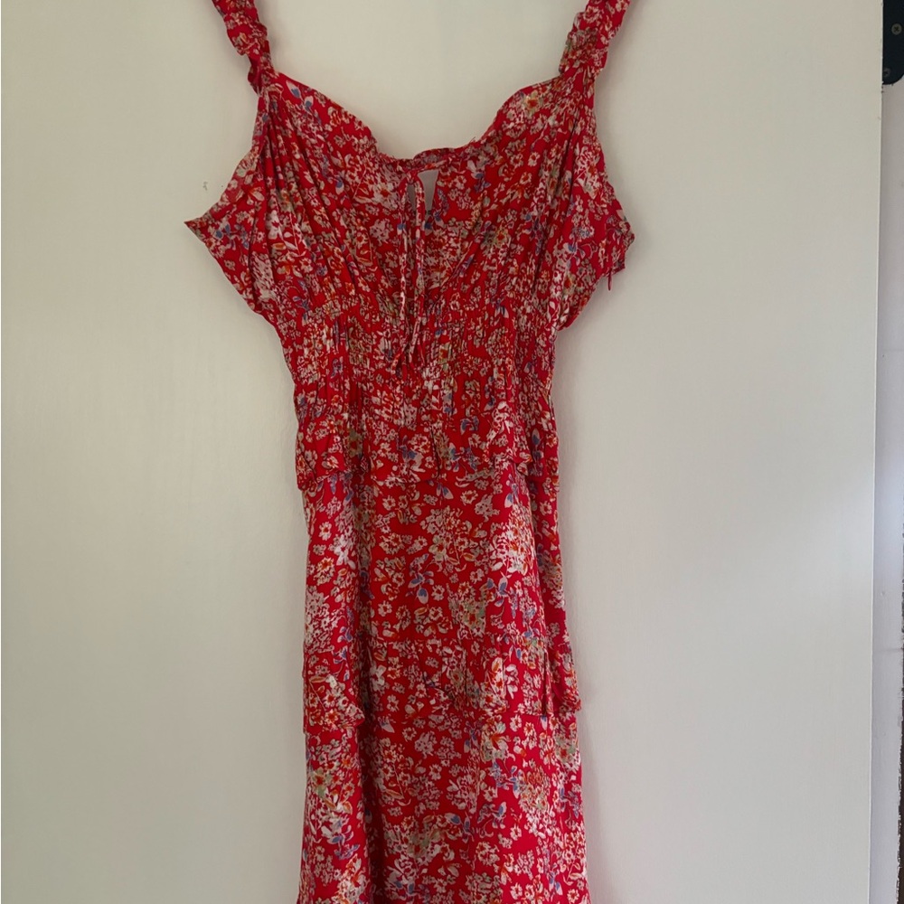 Skylar + Madison Vibrant Red Floral Dress